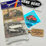 Hot VWs Gene Berg signed card with tool, decals and keychain