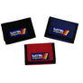 Black, red and blue tri-fold Nylon Velcro wallet