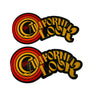 Two 'California Look' stickers with red and yellow design on a black background