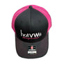 Black and pink cap with 'hot VWs' logo on a black background