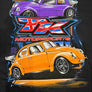 Black t-shirt with purple and orange cars and 'TK Motorsports' logo.